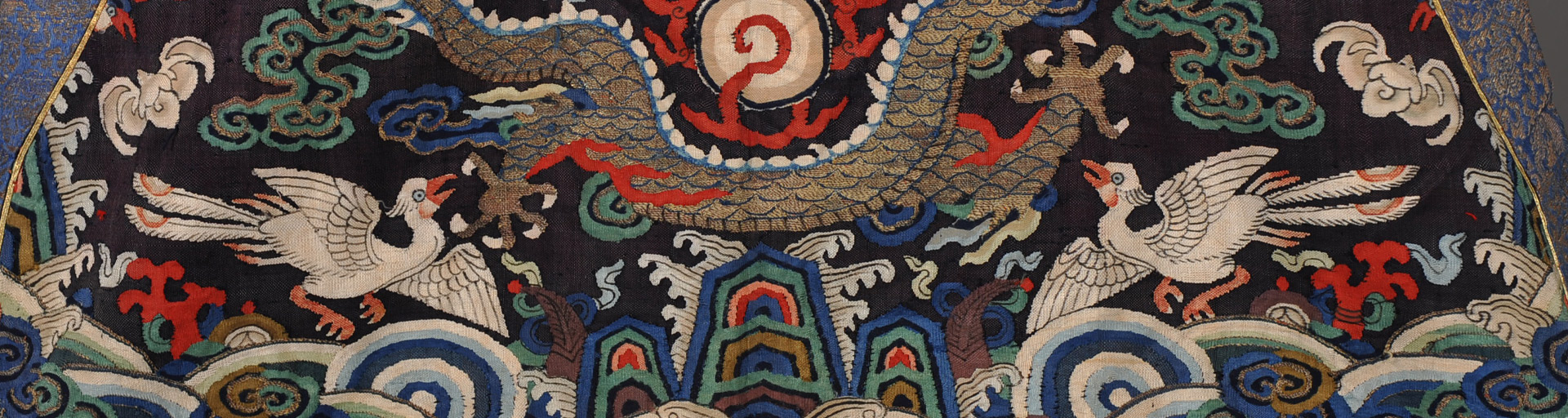 asian embroidered cloth with birds